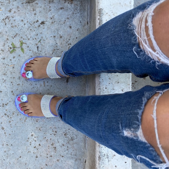 Clear Jellie Rhinestone Bling Bling Sandals - Picture 3 of 8